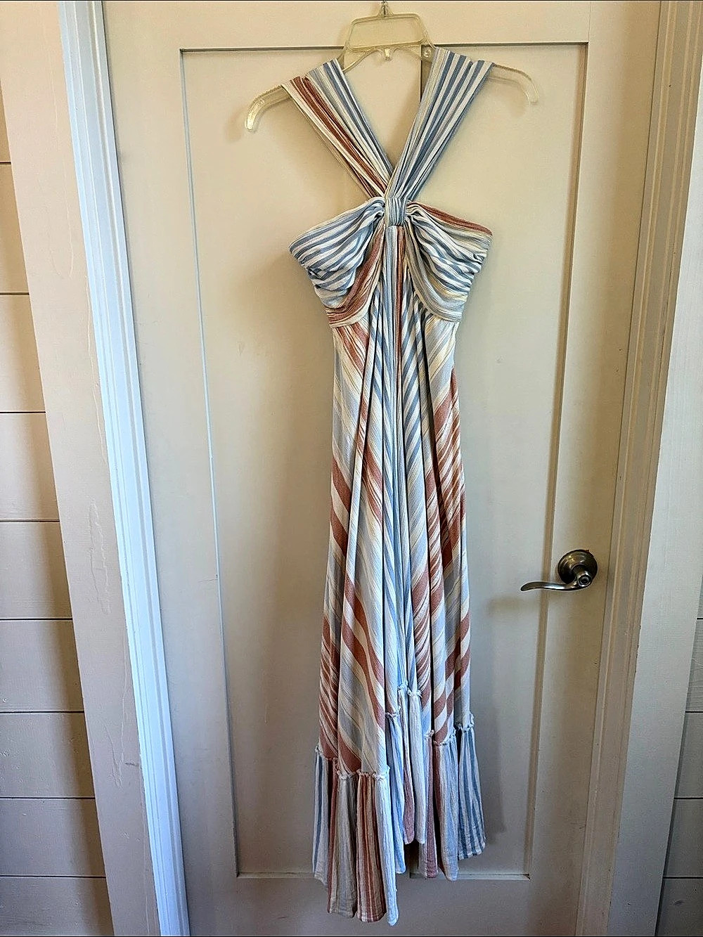 FATE Striped Maxi Dress in Blue & White Size Small Like New